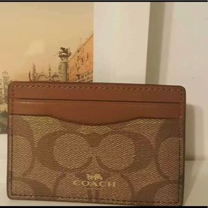 Coach Peyton Signature PVC Card Case F63279 Khaki
